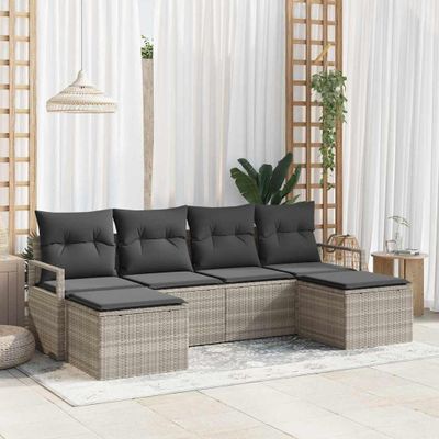 vidaXL Sada pohoviek 6 pcs Svetlosivá polyratan