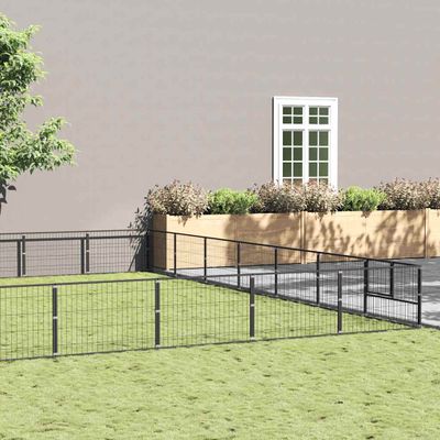vidaXL Koterec pre psov čierny 49 m² oceľ