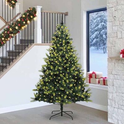 vidaXL Umelý skladací vianočný stromček 300 LED diód Zelená 240 cm