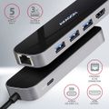 AXAGON HMC-6GL, USB 3.2 Gen 1 hub, 3x USB-A, HDMI 4k/30Hz, RJ-45 GLAN, PD 100W, kabel USB-C 20cm Dokovací stanice, USB typ C, kompatibilní s Thunderbolt 3, 1x HDMI, 3x USB 3.0, 1x USB typ C, RJ-45, Power Delivery 60W