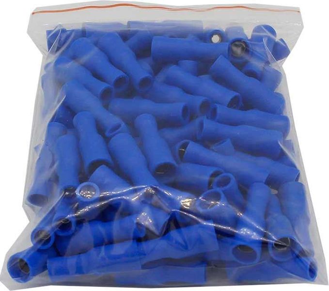 Konektor DUTINKA 4mm modrý, kábel 1,5-2,5mm2, balenie 100ks
