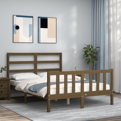 vidaXL Posteľný rám s čelom medovohnedý 120x200 cm masívne drevo