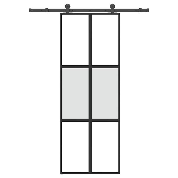 vidaXL Posuvné dvere s kovaním 76x205 cm tvrdené sklo a hliník úzke