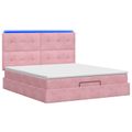 vidaXL Ottoman posteľ s matracom a LED Ružová 140 x 190 cm Zamat