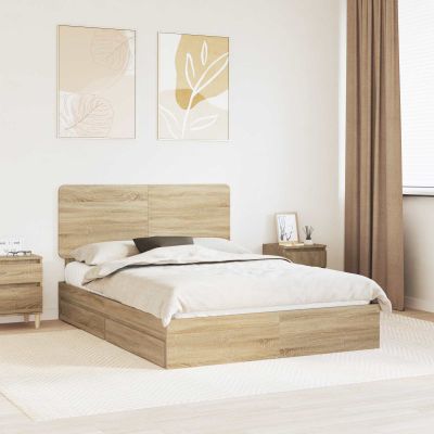 vidaXL Úložná posteľ Sonoma dub 160 x 200 cm Kompozitné drevo