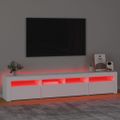vidaXL TV skrinka s LED svetlami biela 210x35x40 cm
