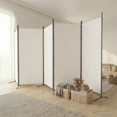 vidaXL 5-panelový paraván biely 433x180 cm látkový