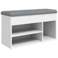 vidaXL Lavica na topánky biela 82x32x45,5 cm, umelé drevo