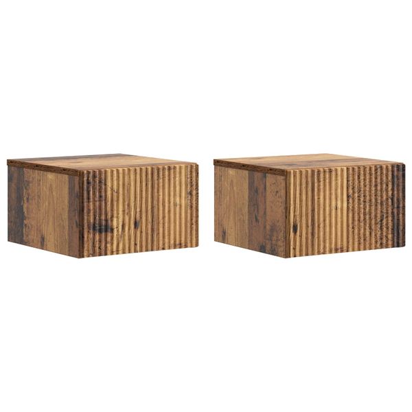 vidaXL Nástenná nočná skrinka 2 pcs Staré drevo 33 x 34,5 x 20 cm