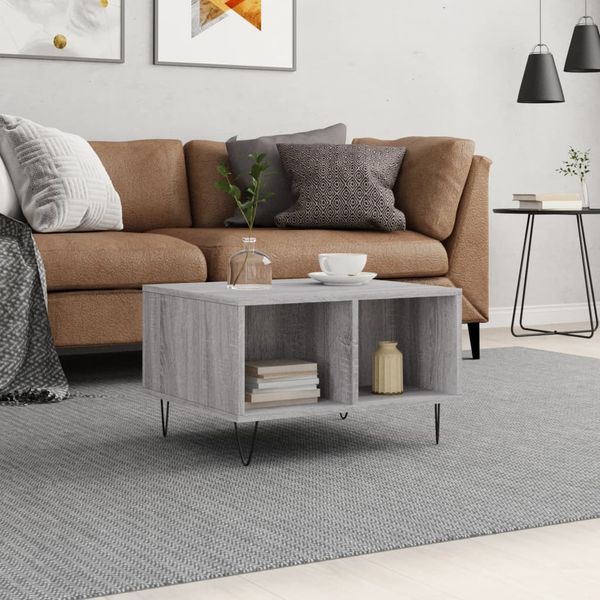vidaXL Konferenčný stolík sivý dub sonoma 60x50x36,5 spracované drevo