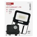 LED reflektor GLARO EMOS ZS2324B s pohybom čidlom, 20 W, čierna, IP54, 2000 lm, neutrálna biela