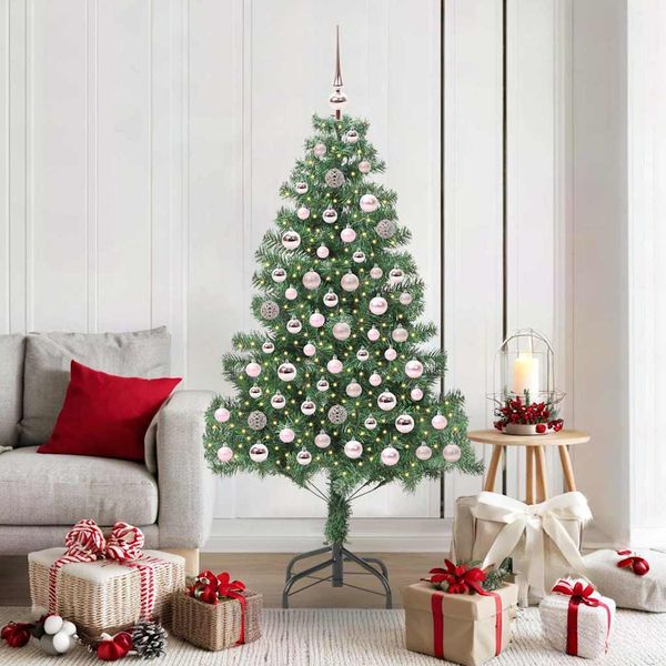 vidaXL Vianočný stromček s 300 LED-i so stojanom Zelená 180 cm PVC