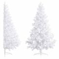 vidaXL Osvetlený umelý polovičný vianočný stromček+gule, biely 180 cm