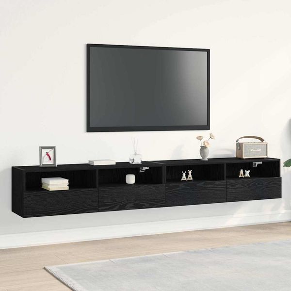 vidaXL TV nástenná skriňa Nástenný 2 pcs Čierny dub 100 x 30 x 30 cm