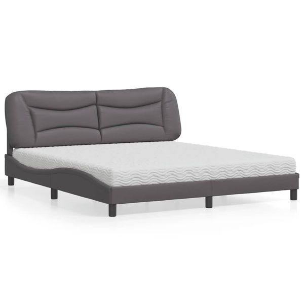 vidaXL Posteľ s matracom Hvar sivá 180x200 cm umelá koža