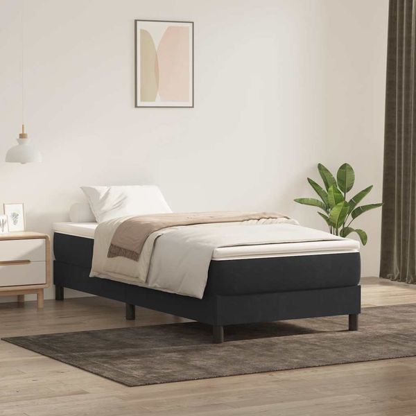 vidaXL Posteľný rám boxspring s matracom čierny 90x220 cm zamat