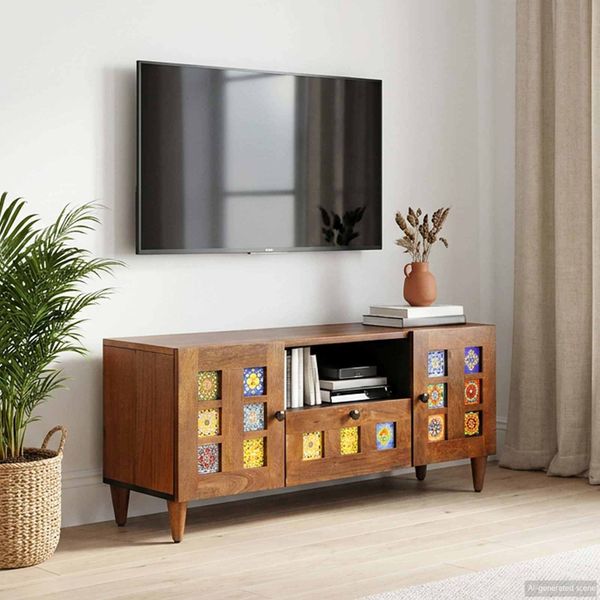vidaXL TV skrinka s dverami Orech 105 x 33 x 46 cm Masívne mango drevo