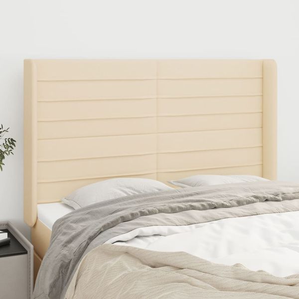 vidaXL Čelo postele so záhybmi krémový 147x16x118/128 cm látka