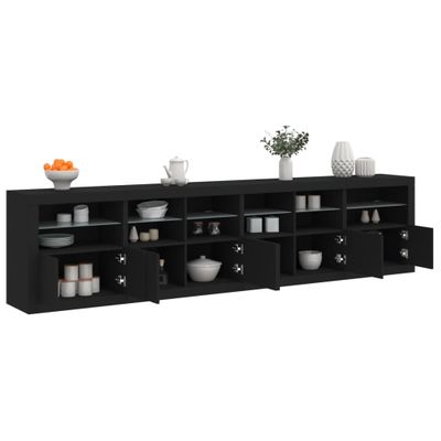 vidaXL Komoda s LED svetlami čierna 283x37x67 cm