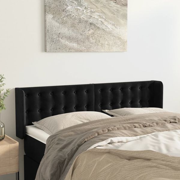 vidaXL Čelo postele so záhybmi čierne 147x16x78/88 cm zamat