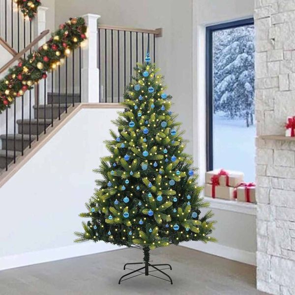 vidaXL Umelý skladací vianočný stromček 300 LED diód Zelená 240 cm