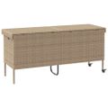vidaXL záhradný úložný box s kolieskami Béžová 160x55x75 cm Poly ratan