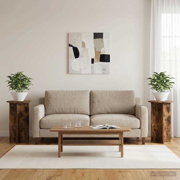 vidaXL Stojan na rastliny 2 pcs Dymový dub Ø40 x 60 cm