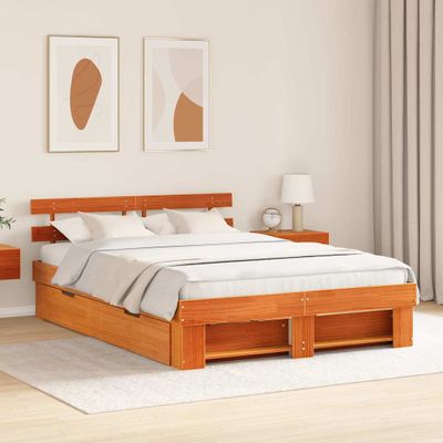 vidaXL Rám postele Včelí hnedý 150 x 200 cm Masívne borovicové drevo