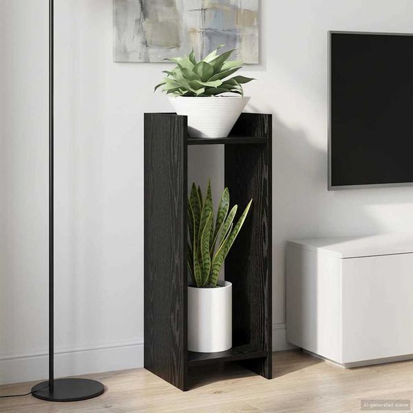 vidaXL Stojan na rastliny s poličkou 2 pcs Čierny Dub 30 x 30 x 80 cm
