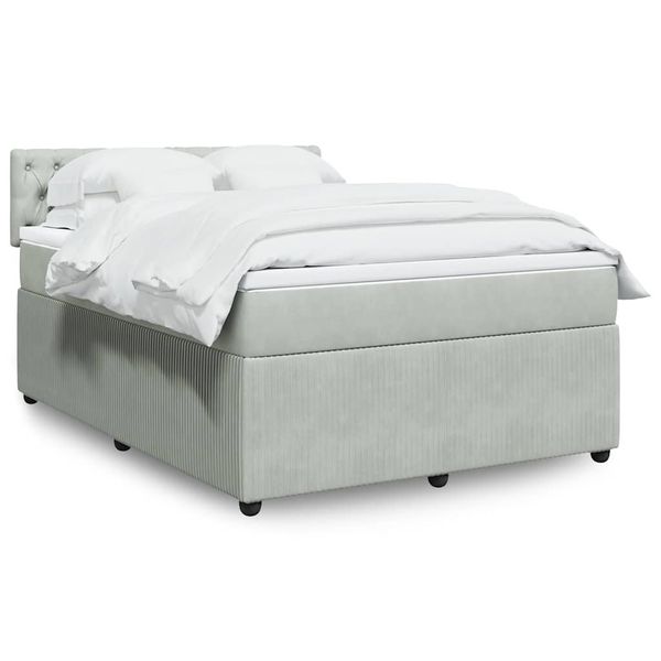 vidaXL Posteľný rám boxsping s matracom bledosivý 140x190 cm zamat