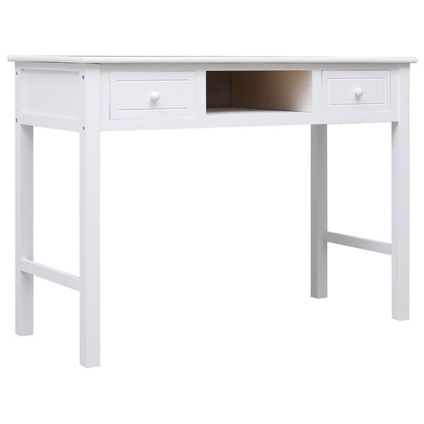 vidaXL Stôl biely 108x45x76 cm masívne drevo paulovnia