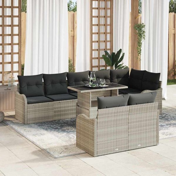 vidaXL Oddychová súprava s vankúšom 9 pcs Svetlosivá Poly ratan