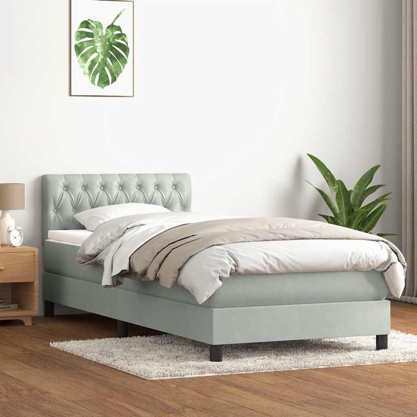 vidaXL Box Spring Posteľ s matracom Svetlosivá 100x220 cm Zamat