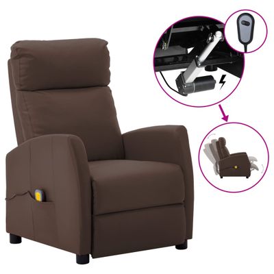 vidaXL Elektrické masážne kreslo hnedé umelá koža
