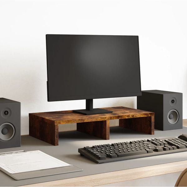 vidaXL Stojan na monitor dymový dub 50x27x10 cm kompozitné drevo