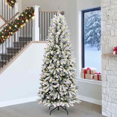 vidaXL Umelý vianočný stromček Biela 240 cm PVC a plast a oceľ a PE