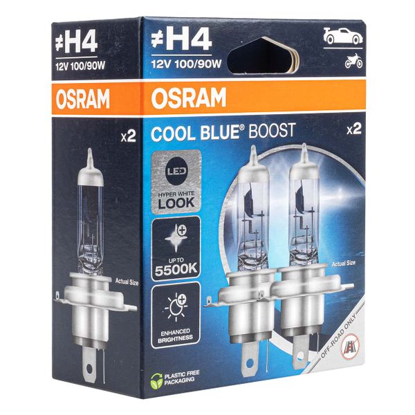 Halogénová žiarovka Osram H4 12V 100/90W P43t Cool Blue Boost 5000K / 2 ks