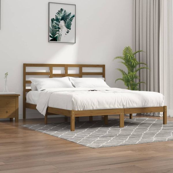 vidaXL Posteľný rám, medový, drevený masív 180x200 cm, Super King