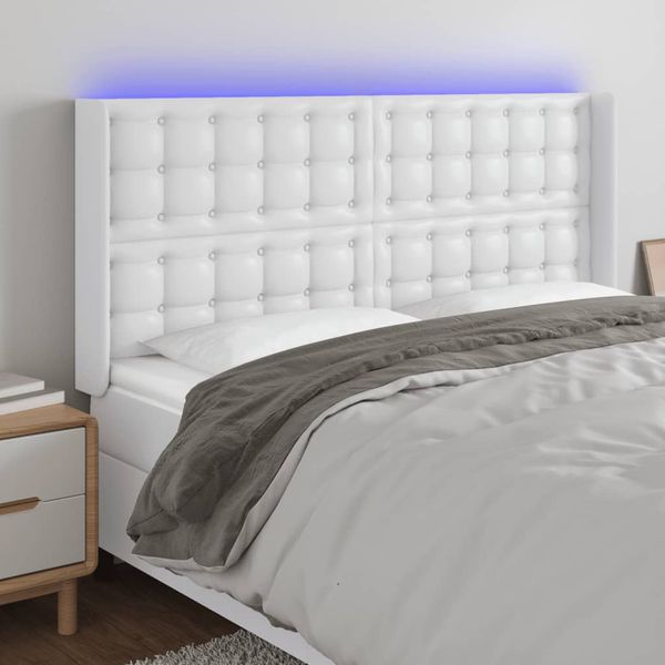 VidaXL Čelo postele biele 147x16x118/128 cm umelá koža