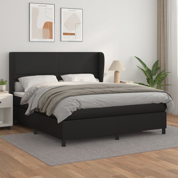 vidaXL Boxspring posteľ s matracom čierna 160x200 cm umelá koža