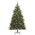 vidaXL Umelý vianočný stromček s pniškami Zelená 210 cm PVC a PE a kov