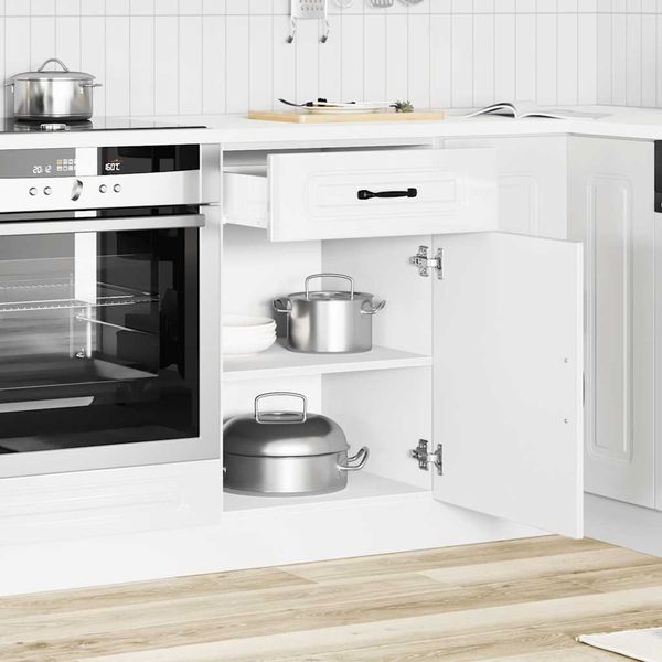 vidaXL Kuchynská spodná skrinka Kalmar, lesklá biela, kompozitné drevo