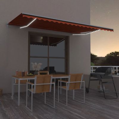 vidaXL Ručne zaťahovacia markíza s LED 500x300 cm oranžovo-hnedá