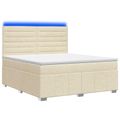 vidaXL LED boxspring posteľ s matracom Krémová 140 x 190 cm Látka