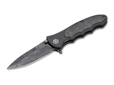 Böker Manufaktur Solingen 110237DAM Leopard-Damascus III Collection vreckový nôž 9,7 cm, hliník