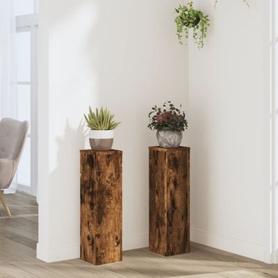 vidaXL Stojany na rastliny 2 ks dymový dub 17x17x60cm kompozitné drevo