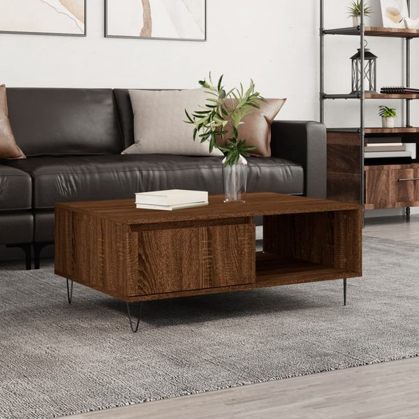 vidaXL Konferenčný stolík hnedý dub 90x60x35 cm kompozitné drevo