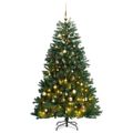 vidaXL Umelý výklopný vianočný stromček 300 LED a sada gúľ 180 cm