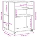 vidaXL Príručný stolík a kolieska dymový dub 55x60x78 cm kompoz. drevo