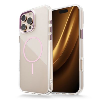 Priehľadné tenké Mag puzdro pre iPhone 17 Air 6,6" ružové